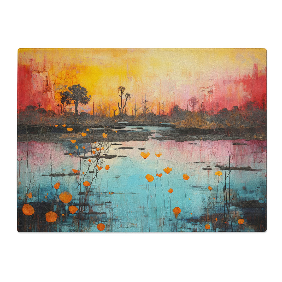 Pond Colour Field  Glass Chopping Board