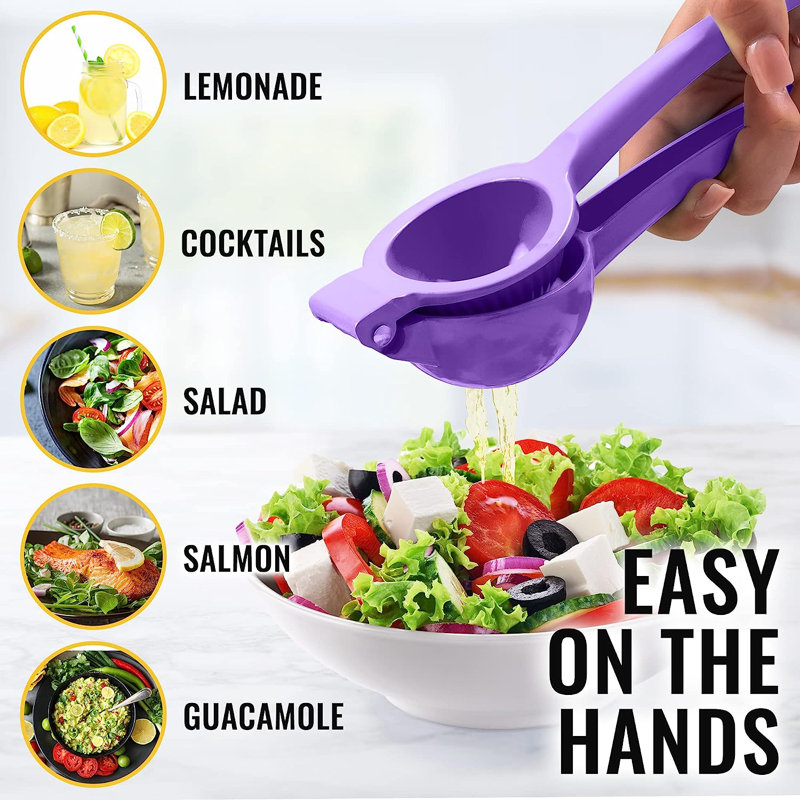 Zulay Kitchen Metal Lemon Squeezer Citrus Juicer Manual Press for Extracting the Most Juice, Purple