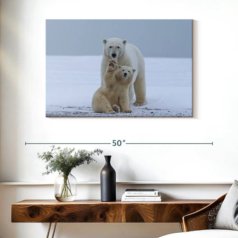 Brampt Polar Bear Waving, 26" H x 39" W
