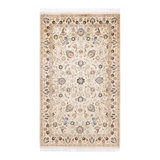 Tapis unique en laine noué à la main nouvel âge 3 pi x 4 pi 10 po Hayner en ivoire / bleu / brun