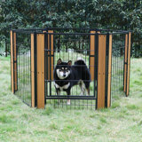 31.5'' H 6 Panel Metal Exercise Pen With Pet Door Outside Use