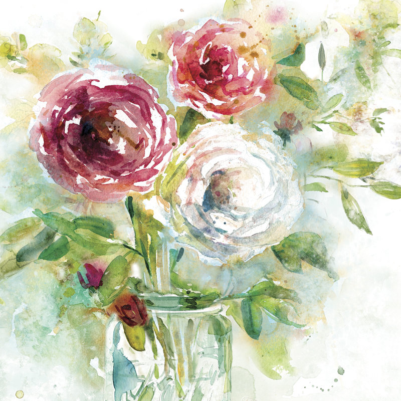 Garden Jar I by Elizabeth Franklin - Wrapped Canvas Painting, 91cm H x 91cm W x 3.8cm D