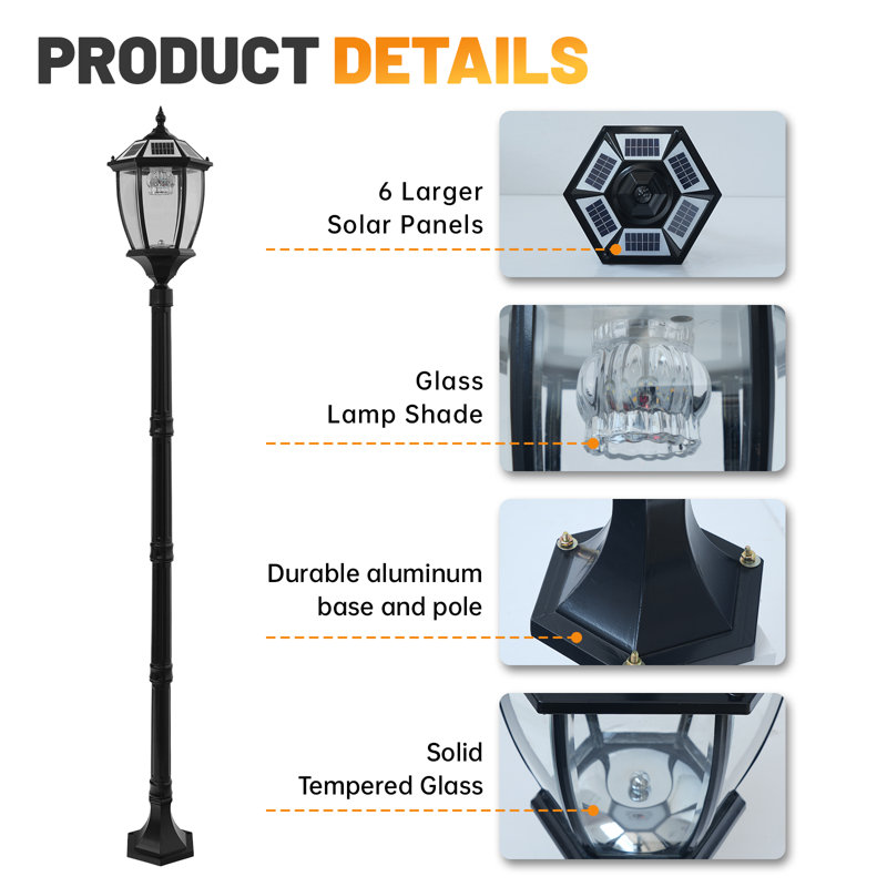 Modern Adjustable Outdoor Integrated LED Solar-Powered Lamp Post (Full)