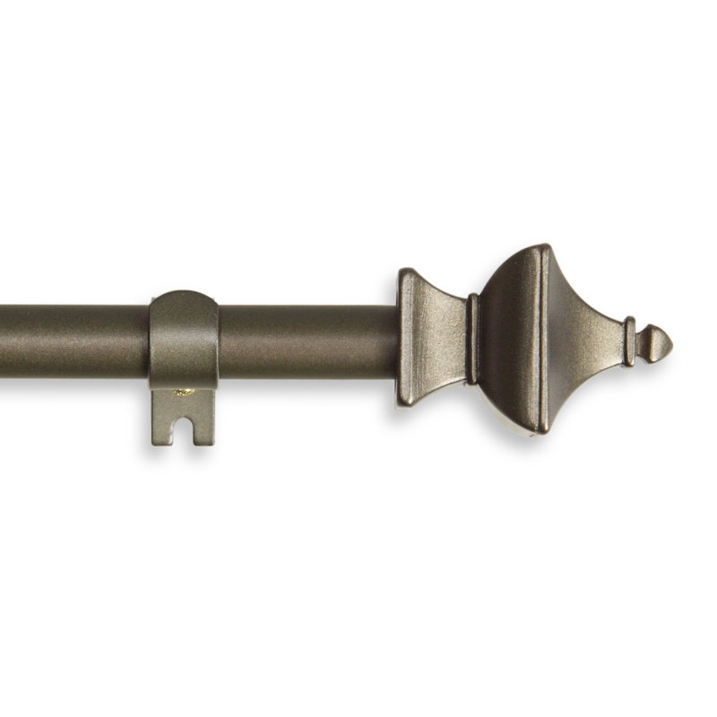 Acropolis Single Curtain Rod, Antique Gold, 18" - 28" W