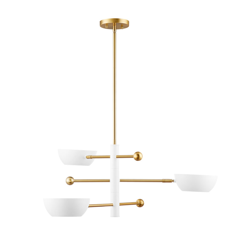 Lustre 3 lumières Nyna, Laiton naturel / blanc