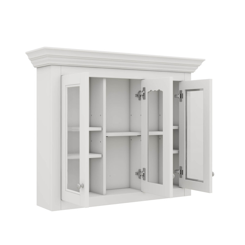 Pharmacie pour salle de bain à miroir 35 po, unité murale avec 5 tablettes fermées réglables, porte vitrée