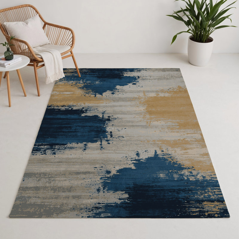 Watercolor Gray Indoor and Outdoor Area Rug, Rectangle 9' x 12'