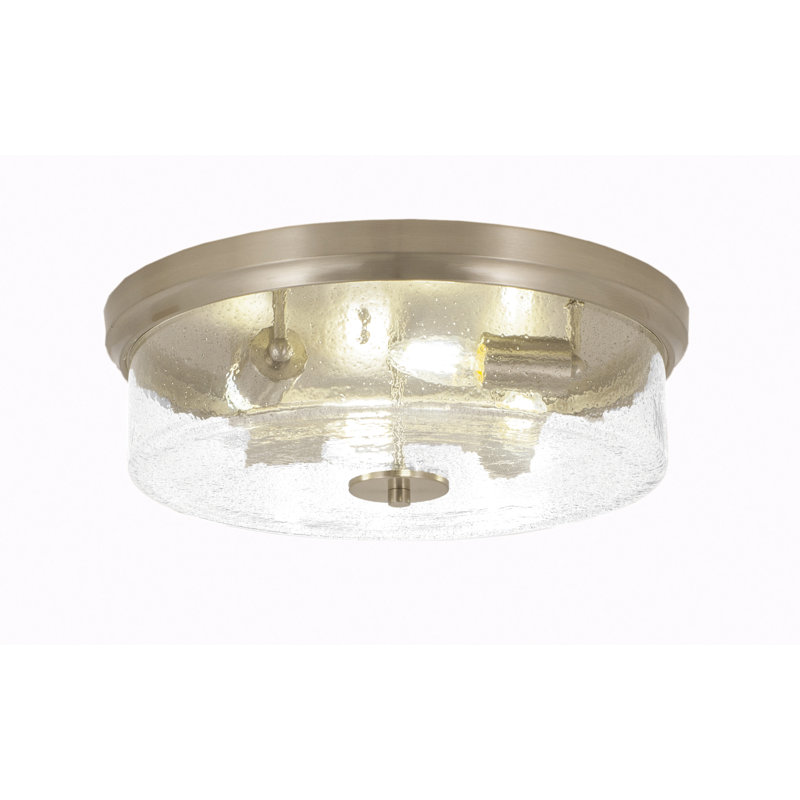 Plafonnier encastré 17 po, 4 lumières, avec verre à bulles Sandon, Nickel brossé