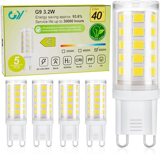 3.2 W G9 G9/Bi-pin LED Smart Bulb, 6500 Kelvins, Pack of 5