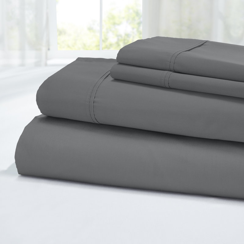 Ensemble de draps 100% coton de qualité égyptienne 400 fils Modern Soft, ultra doux, respirant et durable, gris