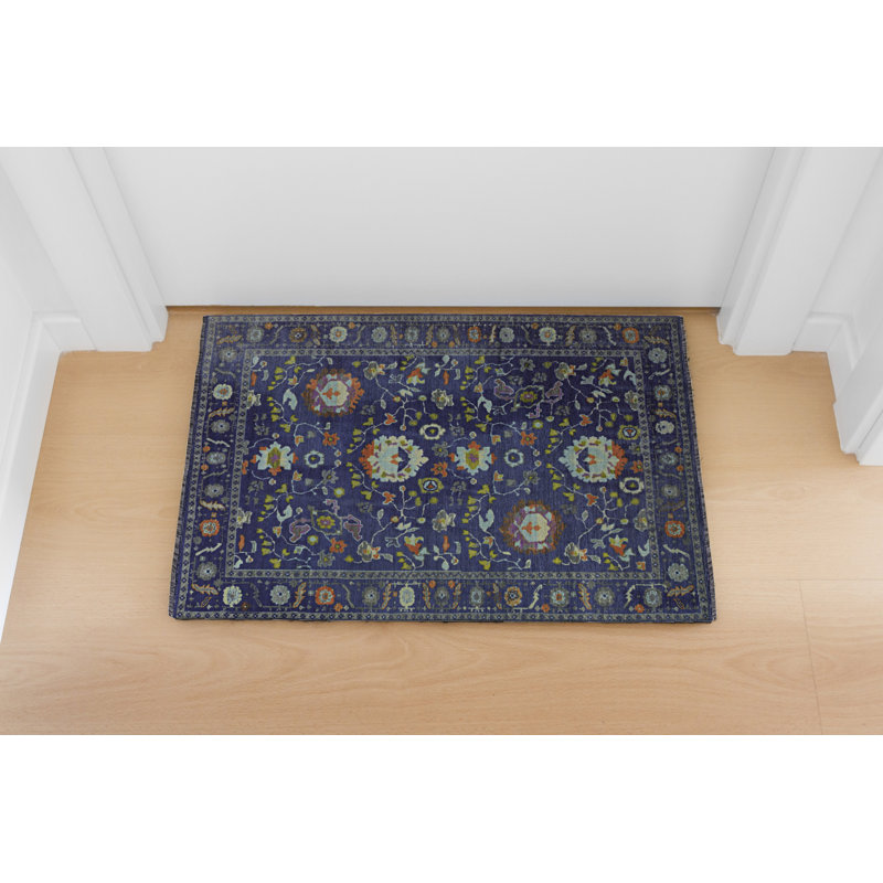 Farhaad Navy And Blue Runner Rug, Rectangle 2'2" x 3'