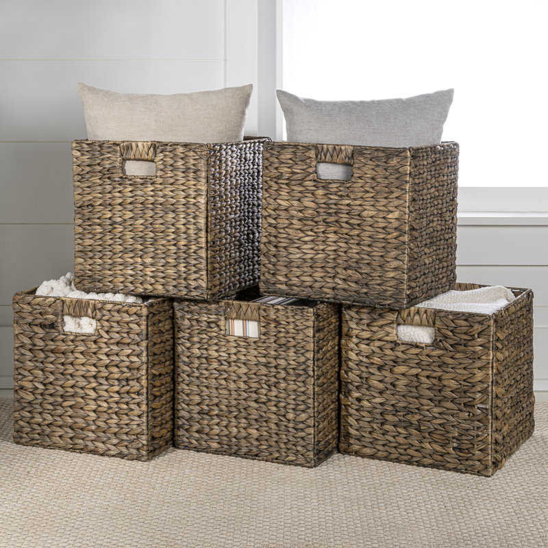 Paniers de rangement Burtrum Classic Farmhouse, H 12,6 po x l 12,6 po x P 12,6 po, Brun