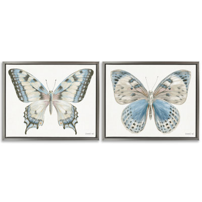 Ensemble de cadres flottants à motif de papillons bleus 2 pièces, par Danhui Nai