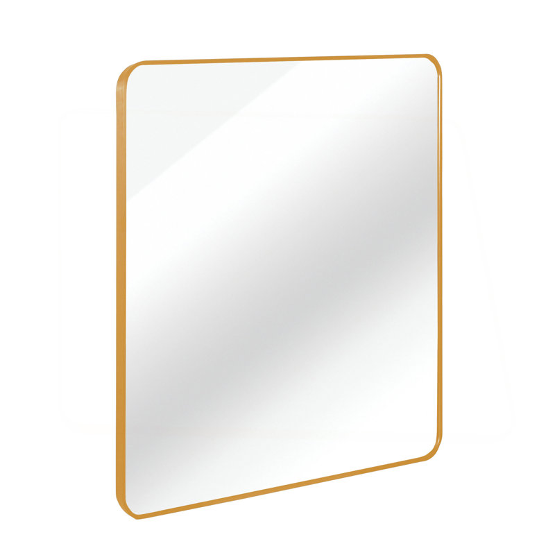 Miroir carré mural en métal pour salle de bain., 30 po x 30 po, Doré, Carrée