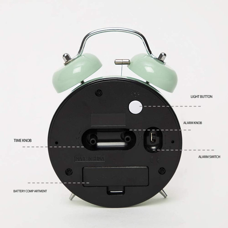 Loud Alarm For Deep Sleepers 4In Twin Bell Alarm Clock With Backlight For Bedroom And Home Decoration(Green)