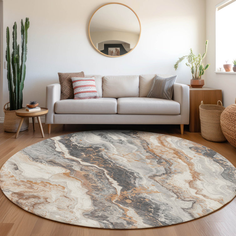 Machine Washable Indoor/Outdoor Cinead ACN1709 Silver Rug