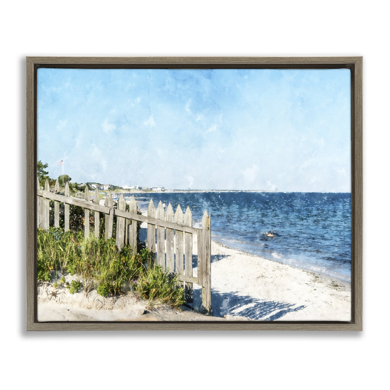 Cadre flottant Beach Pickets View, design par Kim Curationa, Montalcino orme flottant encadré, H 25 po x l 31 po
