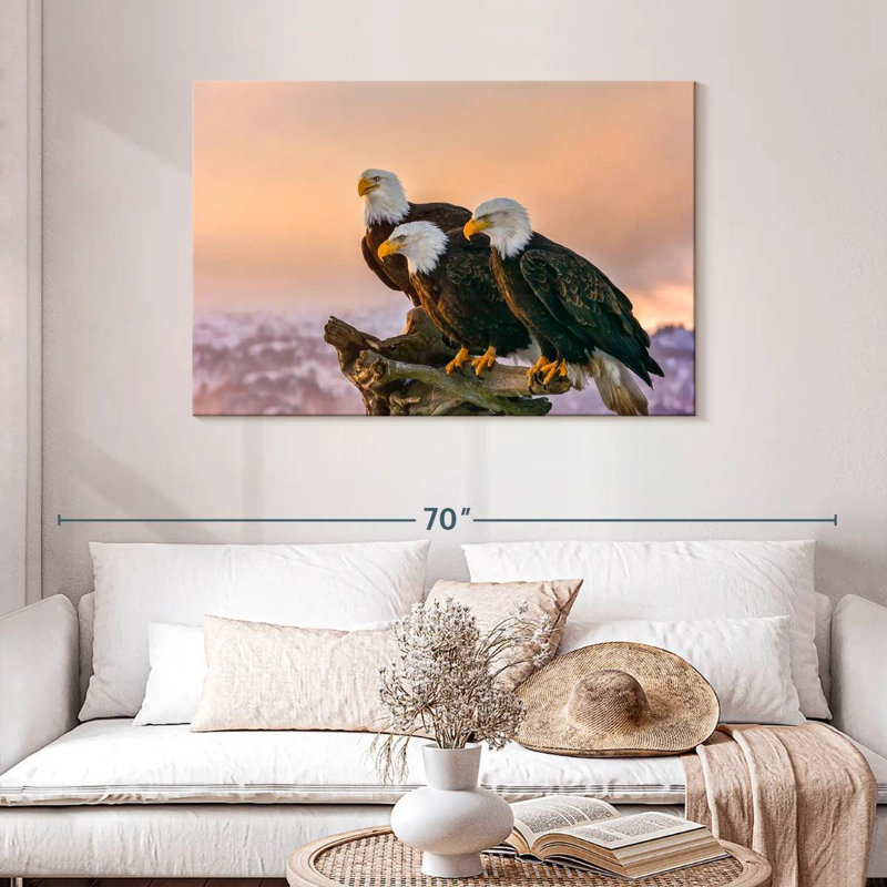 Brampt Three American Bald Eagles, 30" H x 45" W