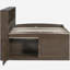 Lit double en bois de style japonais avec 2 tables de chevet, une tablette supérieure et 4 tiroirs, brun rétro-121070362