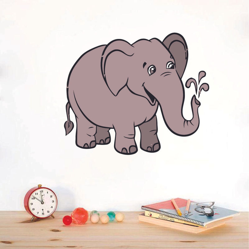Décalcomanie murale mignonne bébé éléphant zoo, H 27 po x l 30 po