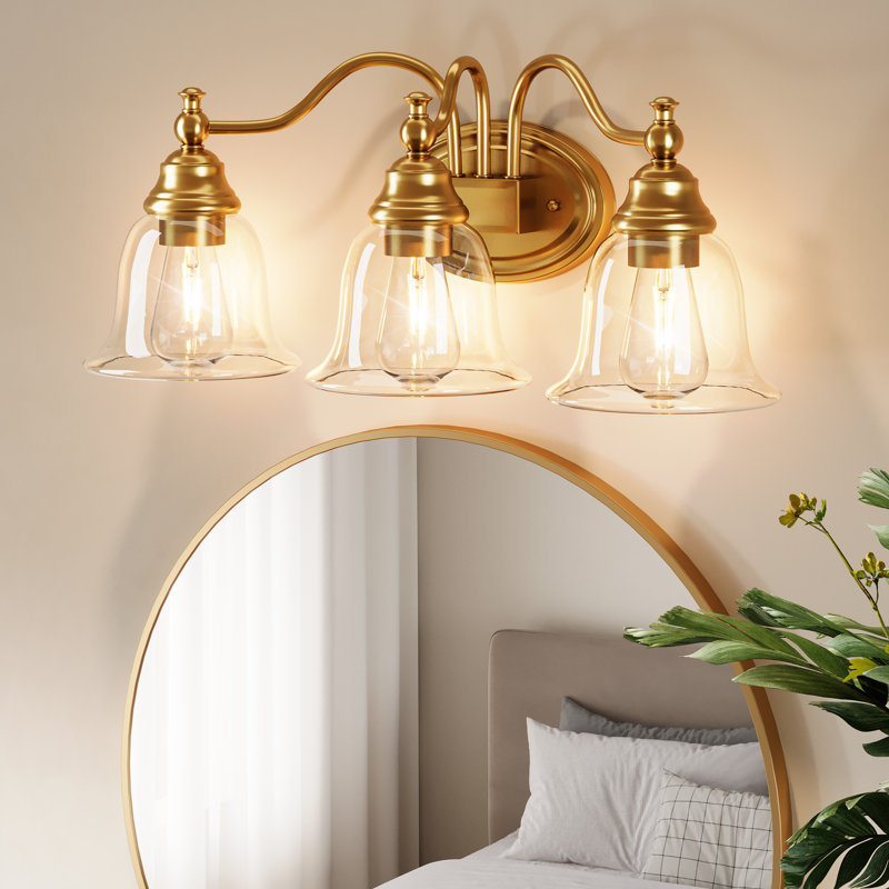 Applique murale moderne 3 lumières pour meuble-lavabo, Doré
