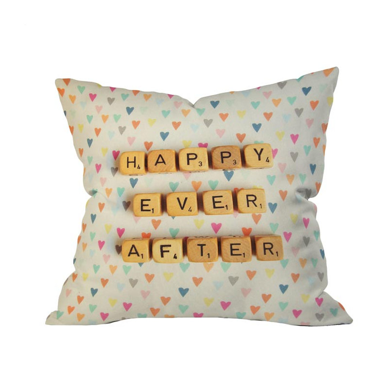 Coussin décoratif « happy jamais une fois », 16 po x 16 po