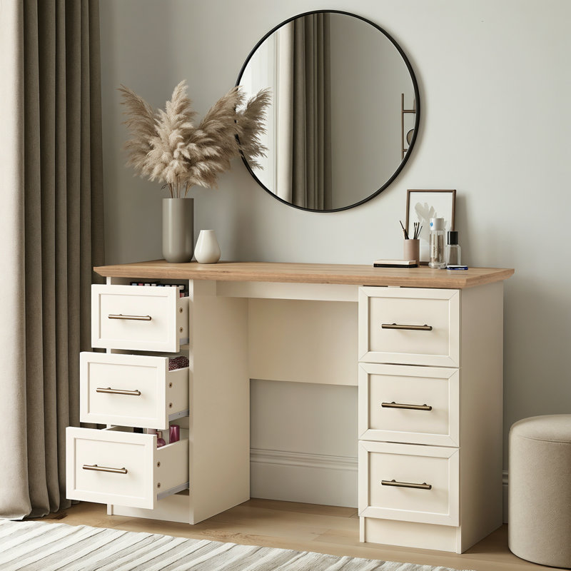 6 Drawer Dressing Table, Ivory
