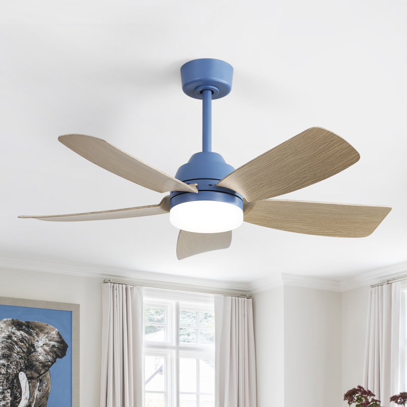 Rita 42" 5-Blade Modern Dark BlueThree-Color Dimmable Ceiling Fan Light with Remote Control