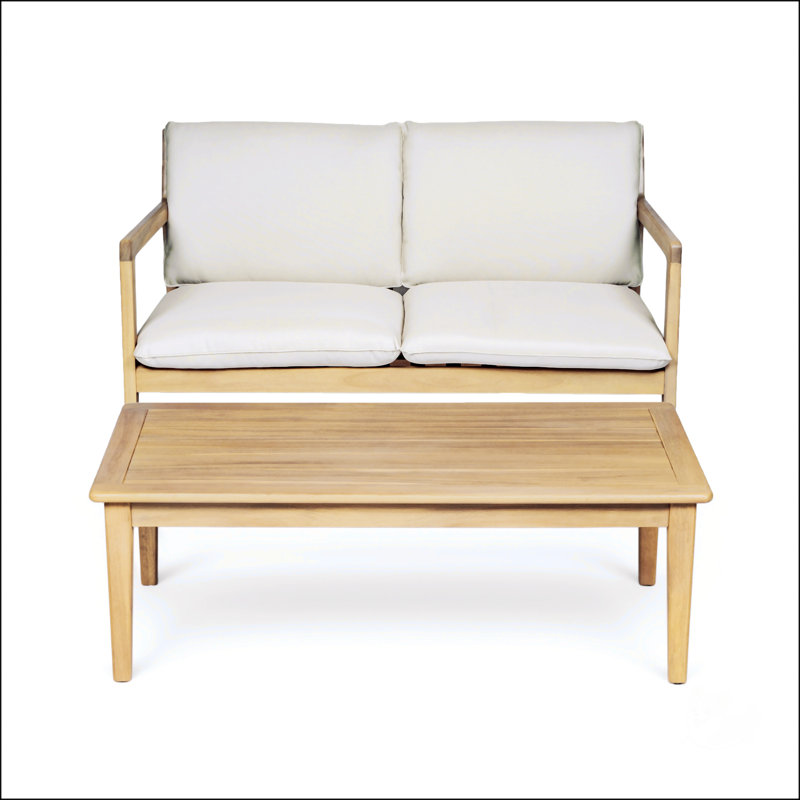 Causeuse d'extérieur en bois d'acacia avec table basse