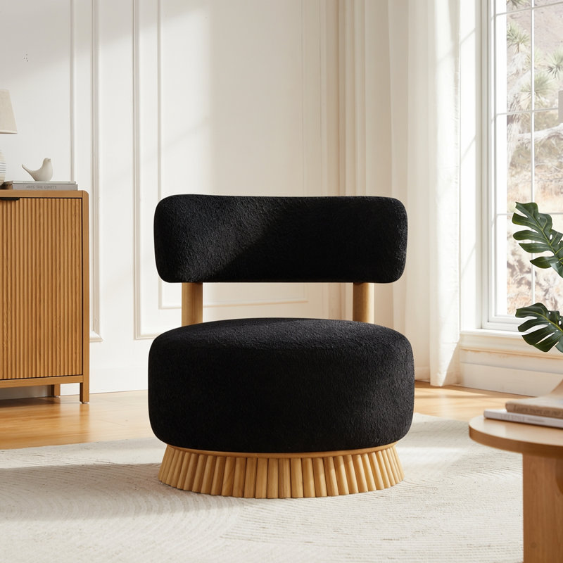 Fauteuil rembourré confortable de 27,5 pouces pour la chambre à coucher, Noir