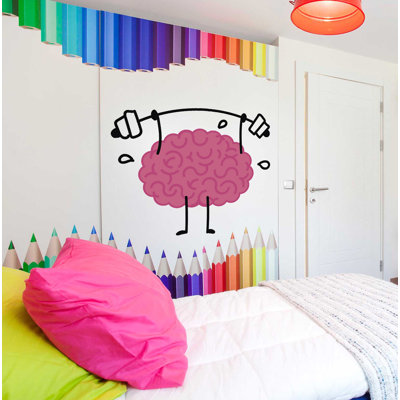 Décalcomanie murale Brain Muscle Barbell, autocollant mural Sport, Brain Muscle vinyle, autocollant mural Muscle Brain - GD558