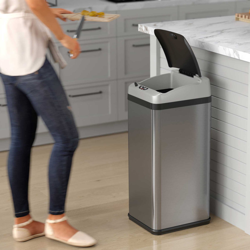 Poubelle à capteur de mouvement en acier inoxydable 13 gallons