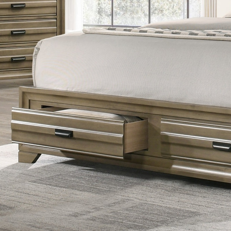 Cloe Solid Wood Bookcase Bed with Drawers, Queen