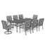 Ensemble de salle à manger pour patio 8 personnes avec écharpe et chaises pivotantes avec coussins