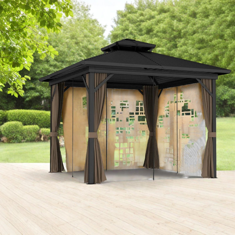 Auvent en métal durable et cadre de pavillon de jardin, style industriel pour le divertissement dans la cour