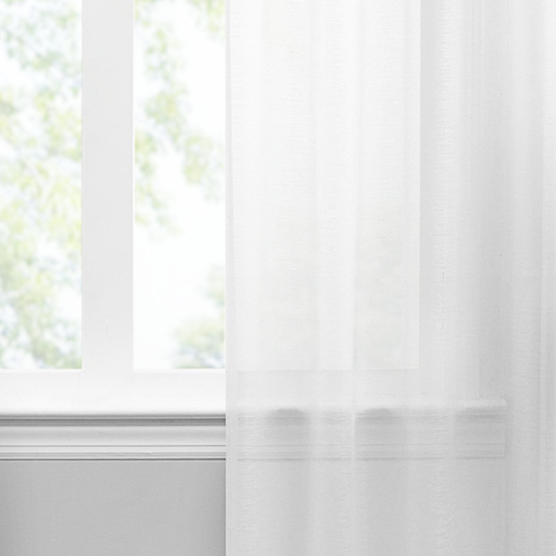 White Sheer Polyester 84-inch Rod Pocket Curtain Panels