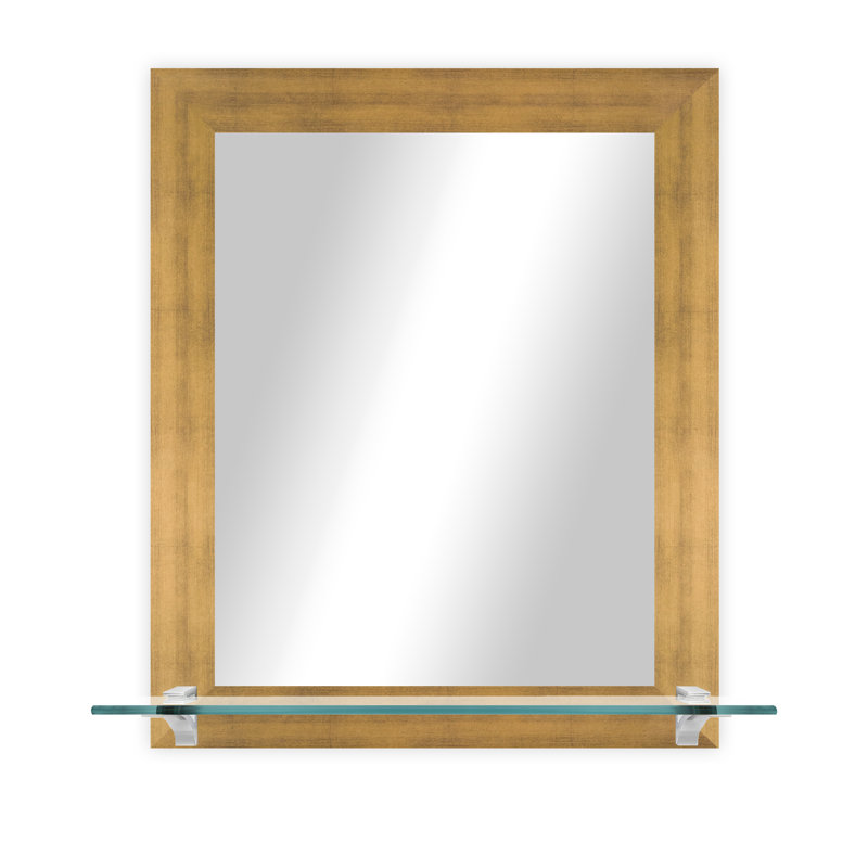 Kridia Flat Wall Mirror, Vertical, Matte Gold/Black, 25.5" H x 21.5" W