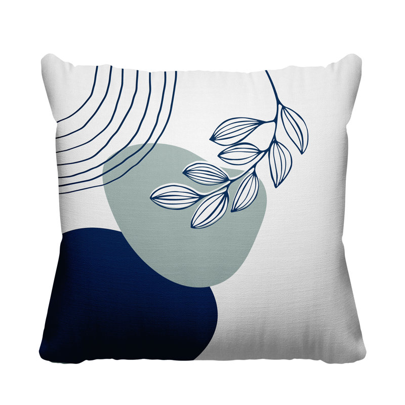 Coussin intérieur / extérieur Lupita, L 15 po x H 15 po, Gris / bleu marine