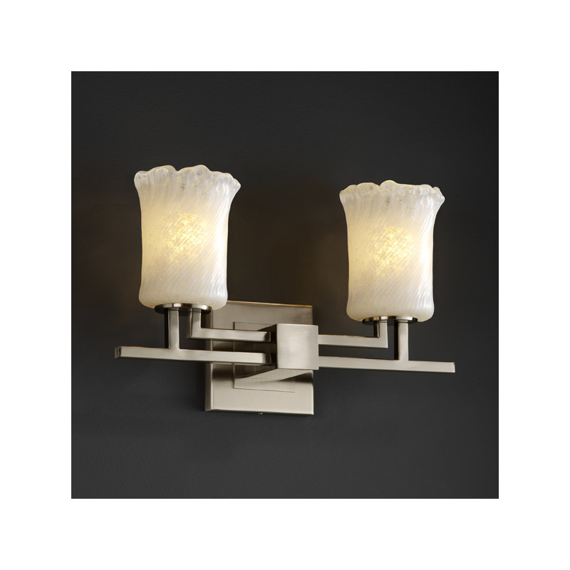 Éclairage pour meuble-lavabo 2 lumières Blu-Rayne, Noir mat, Blanc délavé