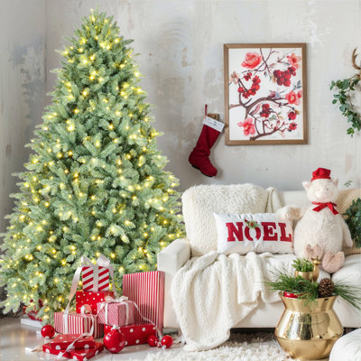 7FT Blue-Green Tint Pre-Lit Christmas Tree
