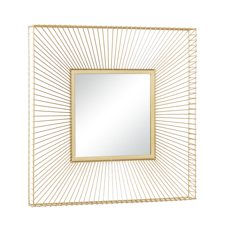 Square Gold Metal Dimensional Wall Mirror, 26" X 26"