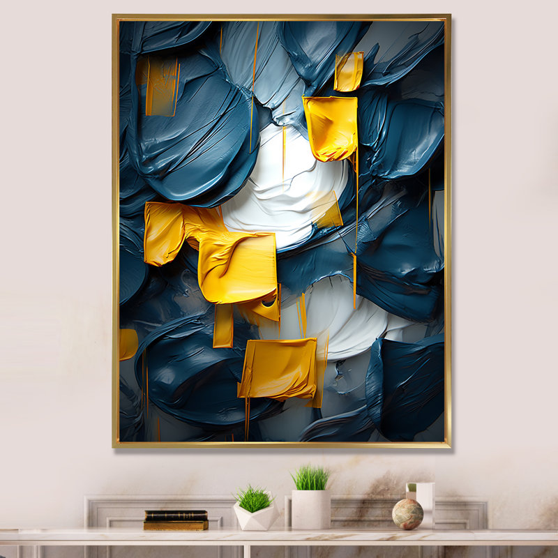 «Spring Bliss Abstract Turquoise And Yellow I», reproduction d'art sur toile, H 40 po x l 30 po x P 1,5 po