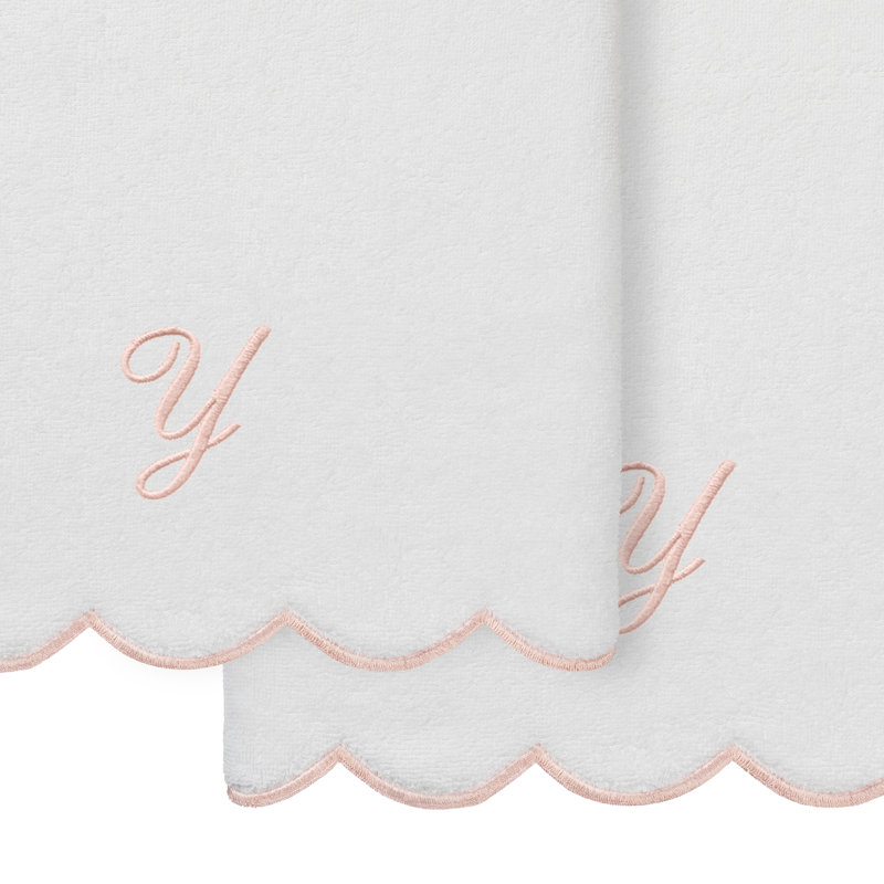  Ensemble de serviettes de bain personnalisables 100% coton turque ADORNIA 2PC, Y, Blanc / Rose