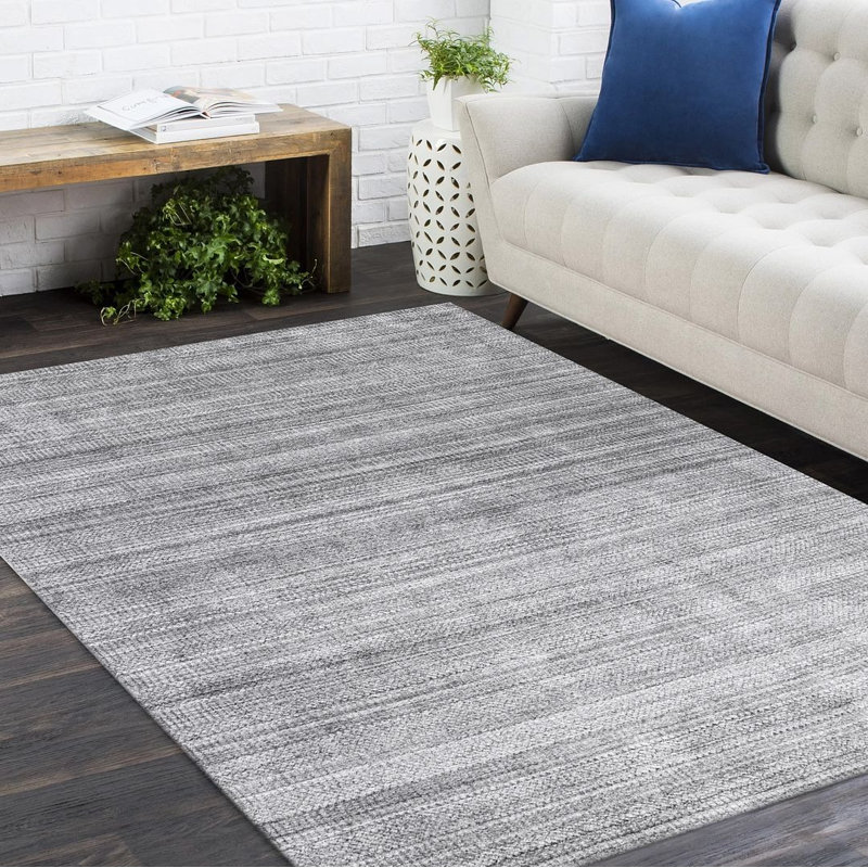 Sanam Striped Area Rug in Gray, Rectangle 5' x 8'