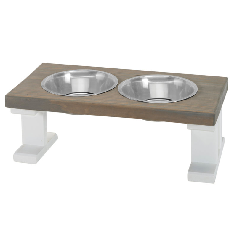 Elevated Feeder, White/Gray, Small (8")