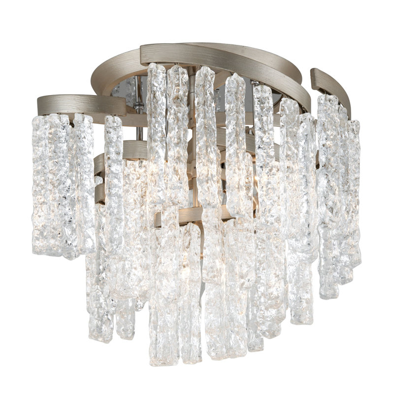Plafonnier semi-encastré géométrique 18,25 po 5 lumières unique Mont Blanc