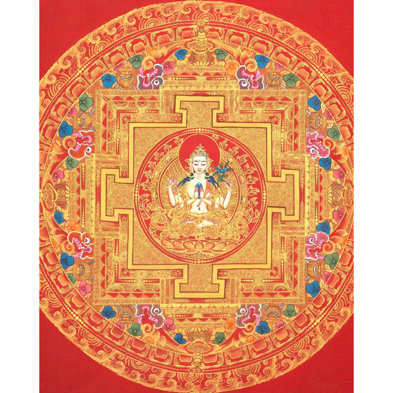 Chengrezig Mandala (Brocadeless Thangka)