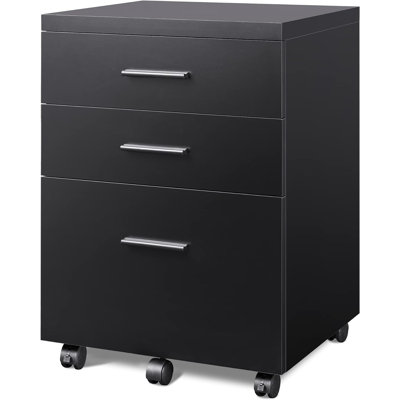 3 Drawer File Cabinet For Home Office, Wood Under Desk Filing Cabinet, Rolling Printer Stand by Inbox Zero