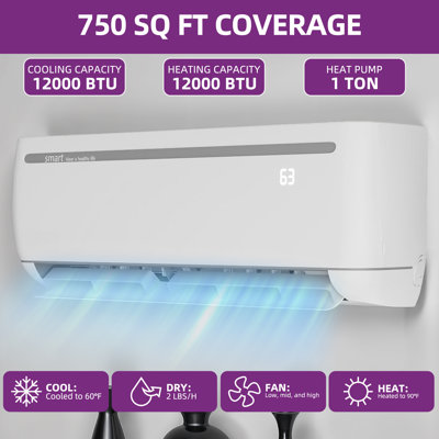 220V 12000 BTU Ductless Mini Split AC for 750 sq.ft with Smart Control