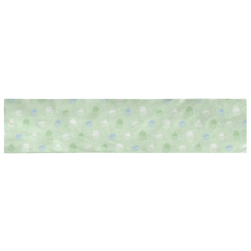 Chemin de table géométrique avicia, 90 po x 16 po, Polyester, Vert / Bleu